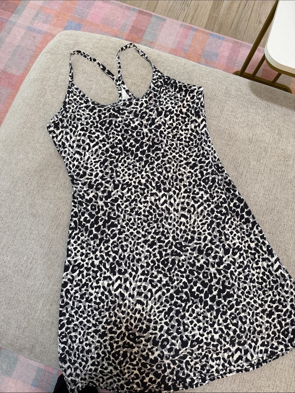Outdoor Voices Black & White Leopard Athletic Dress with skort